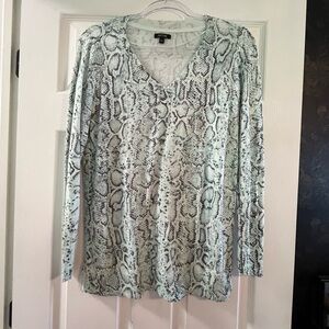 Apt. 9 Green Snake Print V-Neck Blouse